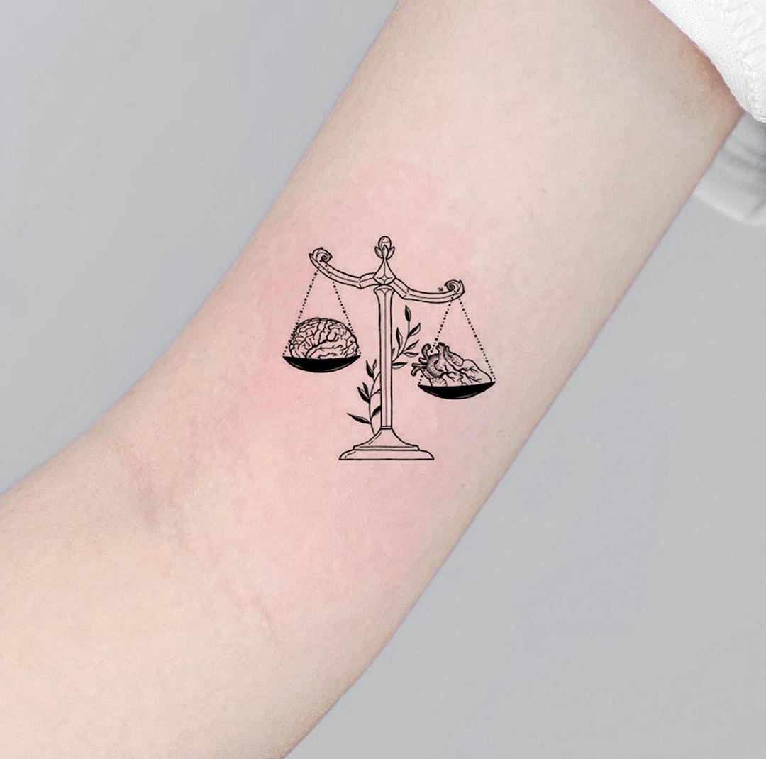 Stoic Temporary Tattoo, the Scales of Justice Tattoo, Black Tattoo