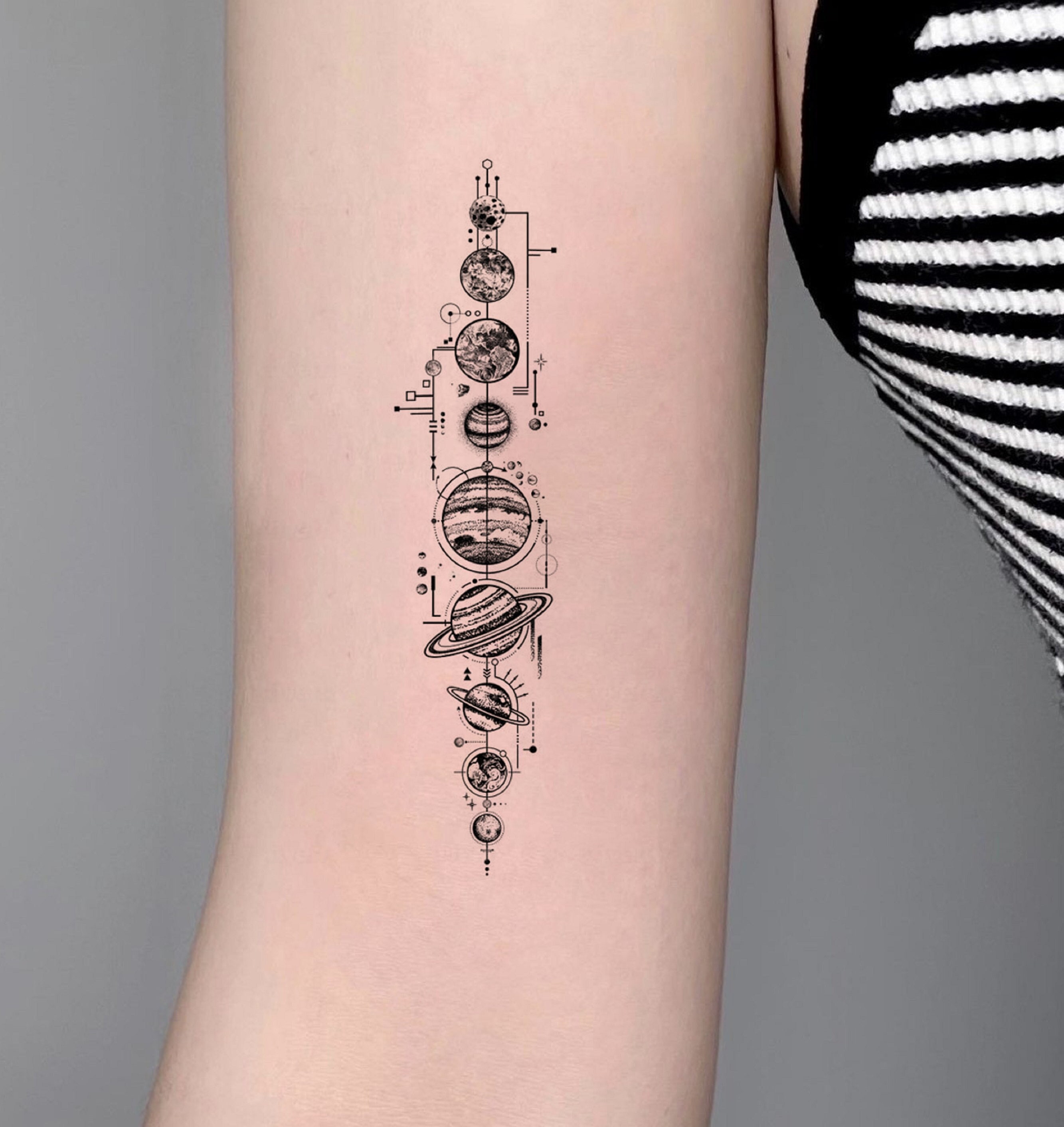 solar system silhouette tattoo