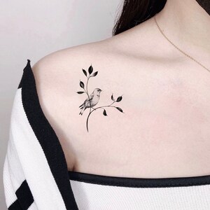 Lily Flower And Cardinal Tattoo On Left Back Shoulder