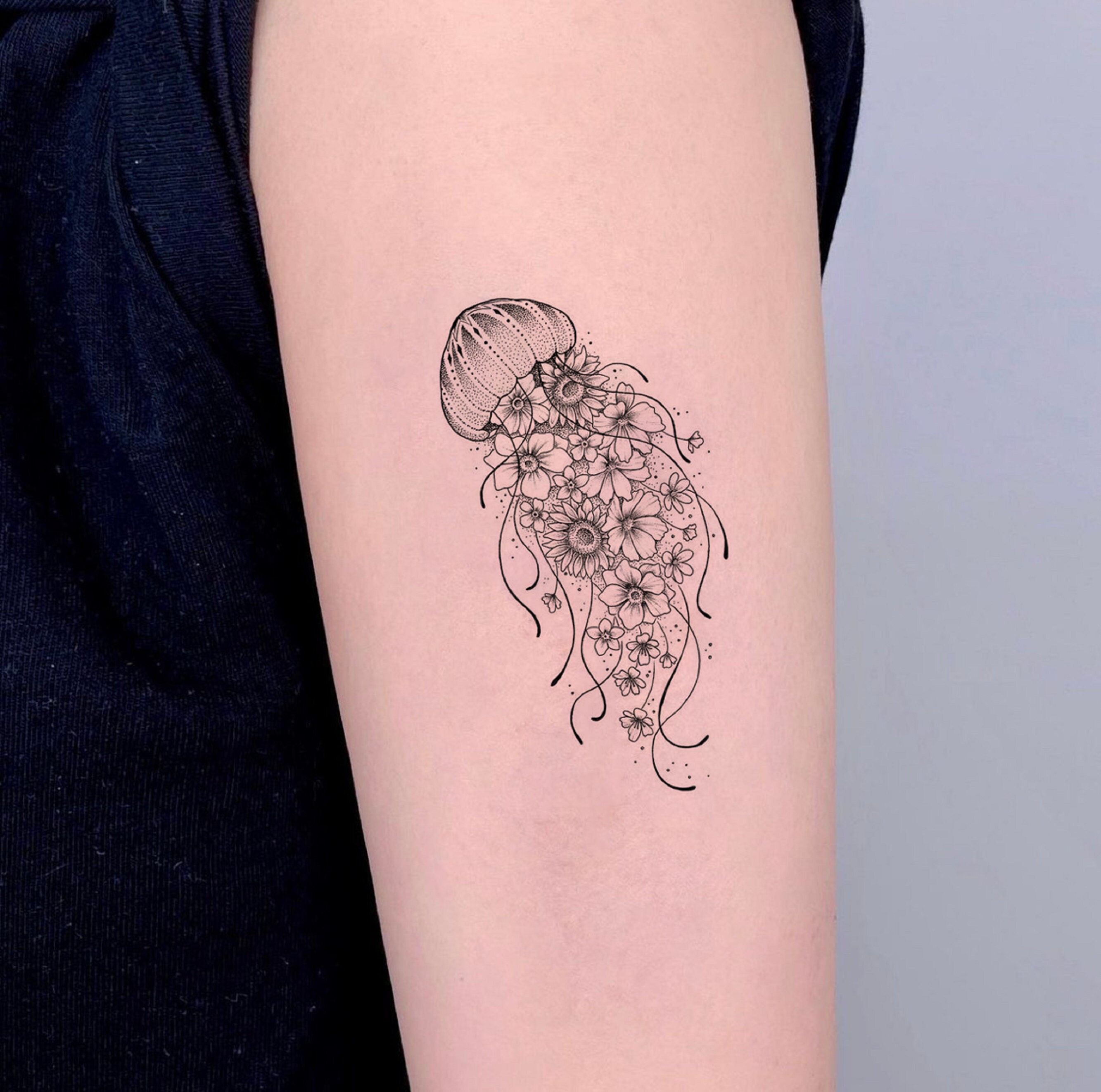 3er Pack Tattoo, Quallen temporäres Tattoo, Quallen Fake Tattoo, schwarzes  Tattoo, winziges Tattoo, bedeutungsvolles Tattoo, Hand zeichnen Design -  Etsy Österreich