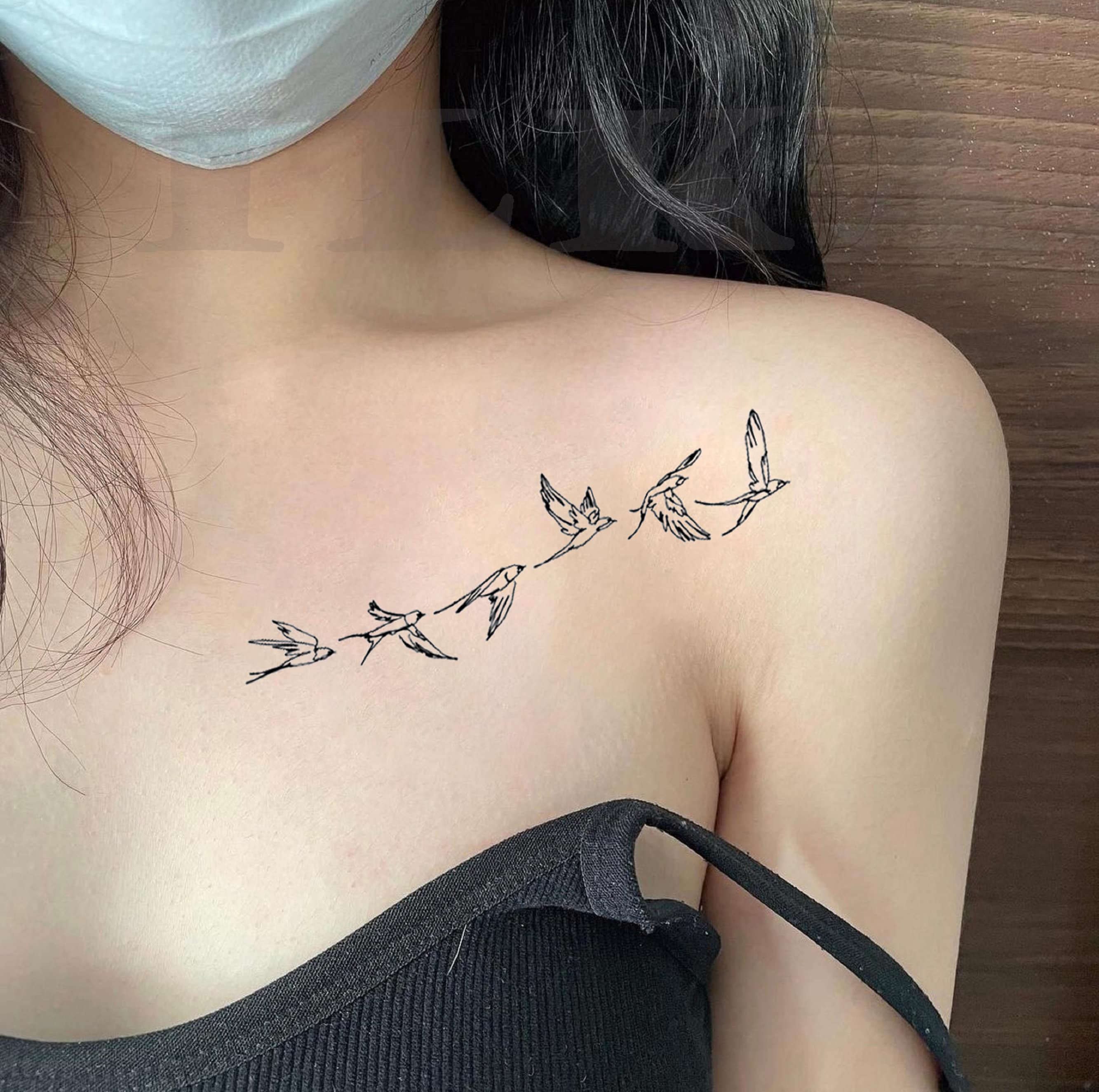 2 Pack Flying Birds Temporary Cool Tattoo Wrist / Neck Minimalist  Waterproof | eBay