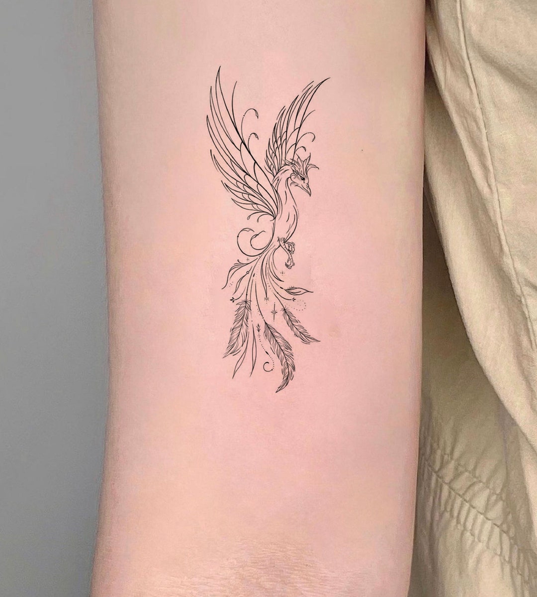 Phoenix Temporary Tattoo, Phoenix Rising From Ashes Tattoo, Fake Tattoo ...