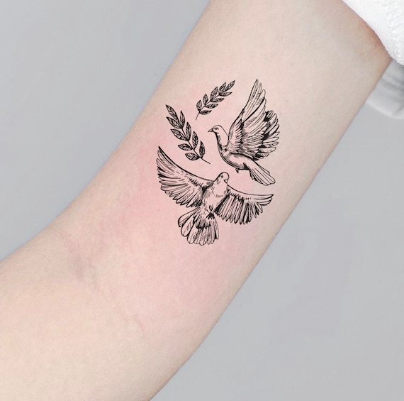 handpoke tattoo design of a funny pigeon running, sp...