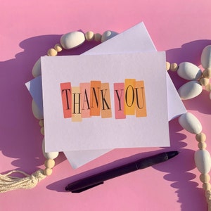 Thank You Card Color Bars Thank You Card, Thanks, Blank Thank You Card, Stationary, Card for Any Occasion, image 1