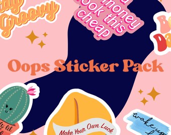 BUNDLE: Oops Sticker Pack -  Mystery Sticker Pack, Sticker Pack, Waterproof Sticker, Planner Sticker, Vinyl Stickers, Water Bottle Stickers