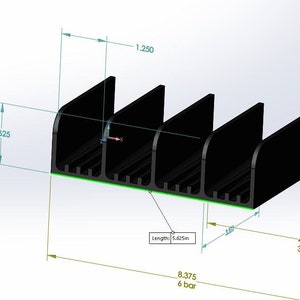 May include: Black plastic 3D printed object with six bars, measuring 5.625 inches in length, 1.25 inches in height, and 1.625 inches in width. The object has a series of small rectangular openings along the top and bottom edges.