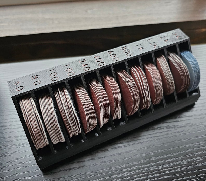 12 Slot Sandpaper Disc Holder | 2 Inch (50mm) | Garage Organization ...
