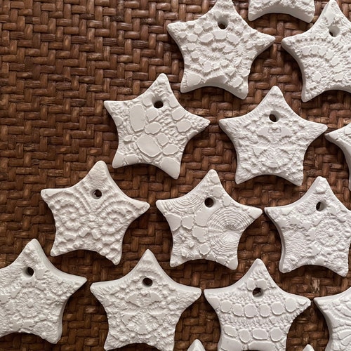Textured White Clay Ornaments Christmas Holiday Tree Etsy