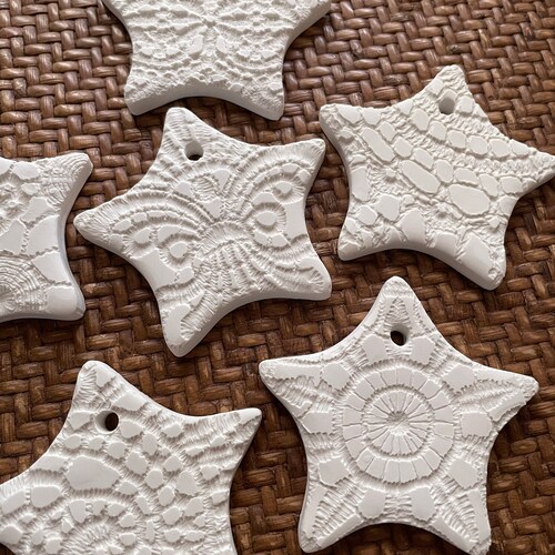 Textured White Clay Ornaments Christmas Holiday Tree Etsy