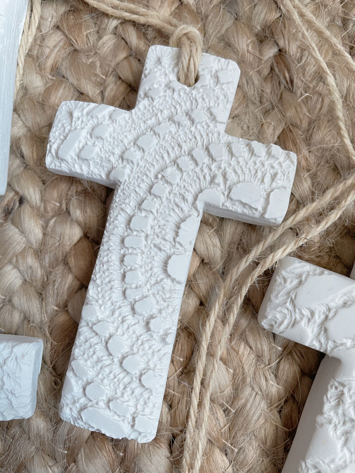 Textured Large Clay Cross Crucifix Hanging Ornament Etsy