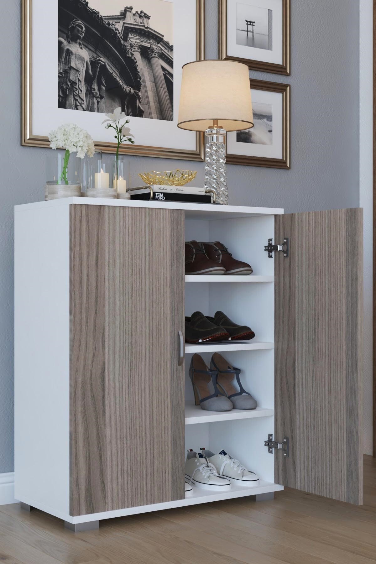 Gabinete de zapatos de madera / zapatero / almacenamiento de | Etsy