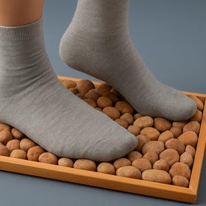 Natural stone mat for reflexology massage, grounding, foot massage and spa experience