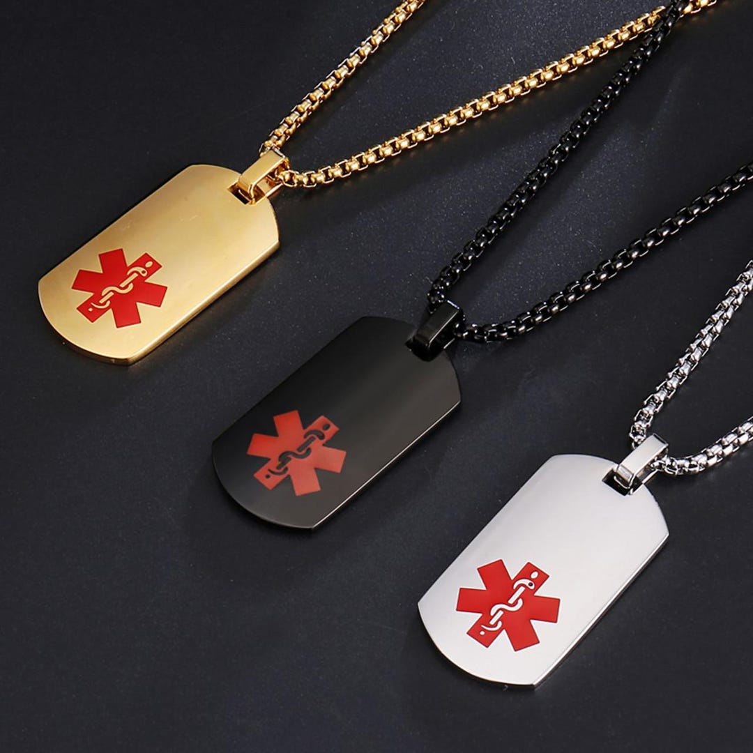 Personalized Medical Alert Dog Tag Necklace – ID Pendant With Chain - Etsy