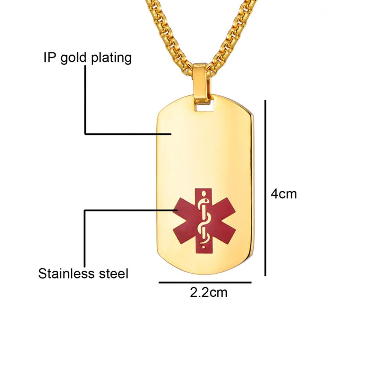 Personalized Medical Alert Dog Tag Necklace – ID Pendant With Chain - Etsy