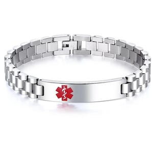 Personalized Stainless Steel Medical ID Bracelet- Free Engraving