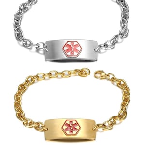Quality Stainless Steel Medical ID Bracelet-Free Engraving