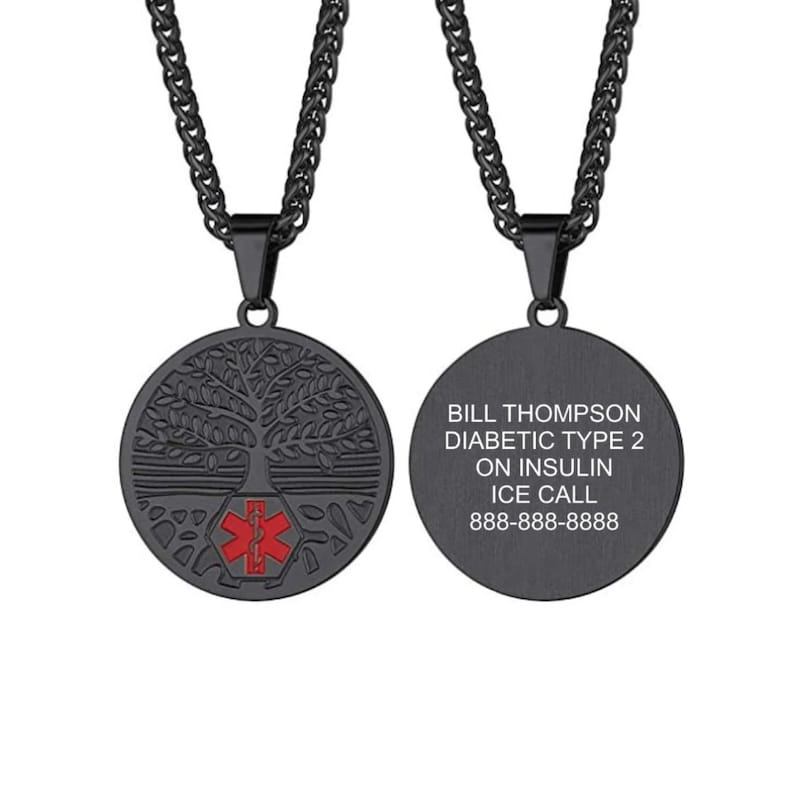 Quality Stainless Steel Tree of Love Medical ID Pendant Necklace - Etsy
