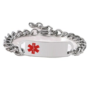 Personalized Stainless Steel Medical Alert Bracelet for Men & Women