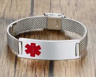 Quality Mesh Medical ID Bracelet - Free Engraving