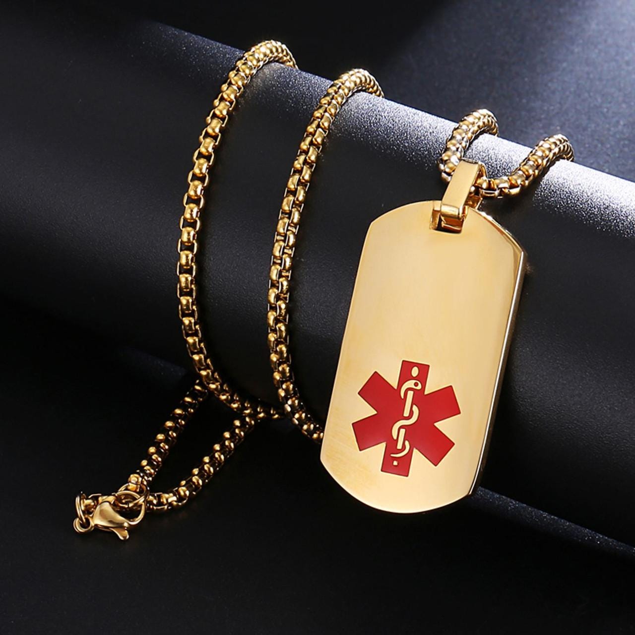 Personalized Medical Alert Dog Tag Necklace – ID Pendant With Chain - Etsy