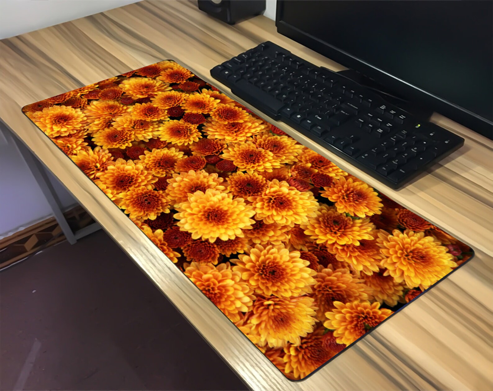 Desk Mat Flower Vintage Mousepad Leather Desk Pad Mousepad Etsy