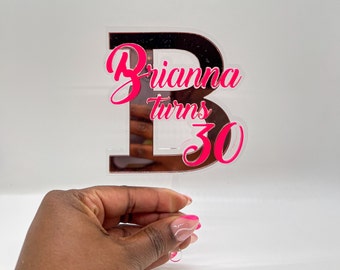 Décoration pour gâteau initiale personnalisée en acrylique, double épaisseur
