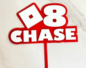 Roblox Inspired Cake Topper, Personalized Birthday Party Decor