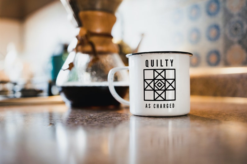 Quilty as Charged Mug for Quilters / Funny Quilt Shop Mug / Coffee Mugs /Quilting Gift / Quilter Not Hoarder/ 