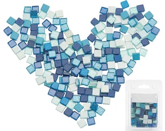 50 Pieces - Mixed Color 10mm x 4mm Square Glass Glitter Mosaic Tiles - Blue Ice - Mosaic Making - Mosaic Supply - Craft Supplies