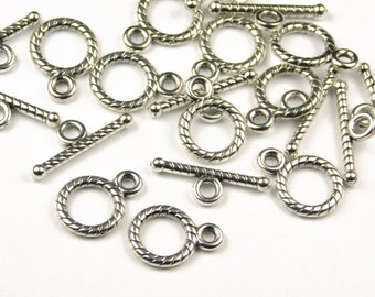 10 セット - 12x9x2mm 小さなアンティーク シルバー トグル クラスプ - トグル - クラスプ - 留め具 - クラフト用品 - ジュエリー用品