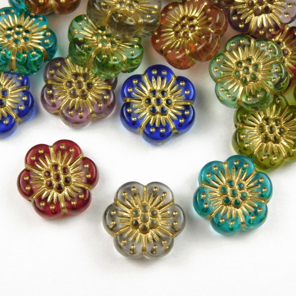 25 Pieces - 13x12x4mm Metal Enlaced Acrylic Flower Beads - Mixed Color - Acrylic Beads - Craft Supplies - Jewelry Supplies