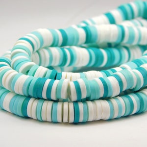 15 Inch Strand - 6x1mm Mixed Color Polymer Clay Heishi Beads - Blue Mix - Disc Beads - Polymer Clay - Jewelry Supplies