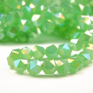 22 Inch Strand - 6mm Faceted Electroplated Imitation Jade Glass Beads - Light Green AB - Glass Beads - Jewelry Supplies - Craft Supplies