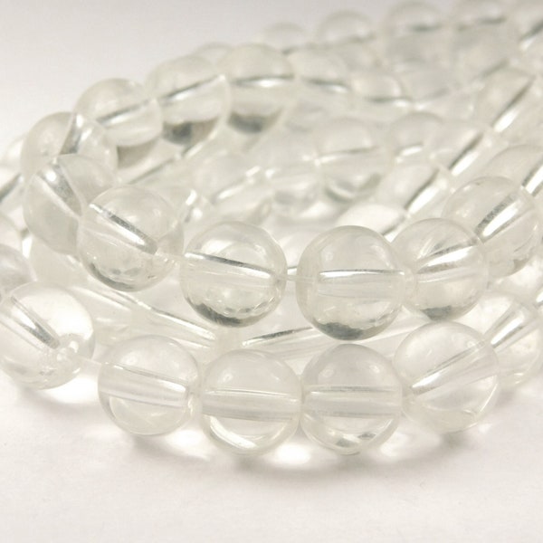 10 Inch Strand - 10mm Round Transparent Clear Glass Beads - Clear Glass - Glass Beads - Jewelry Supplies - Craft Supplies