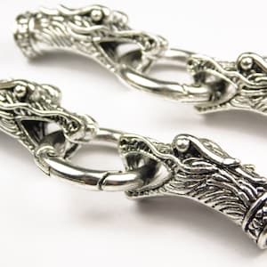 1 Piece - 80mm Antique Silver Dragon Head O-Ring Clasp - Spring Gate Ring - 6 Gauge - Cord End Clasps - Closures - Jewelry Supplies