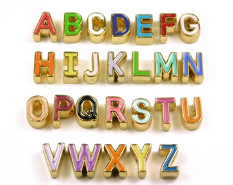 10mm Enamel And Alloy Letter Beads - Pick Your Letter - Alphabet Beads - Spacer Beads - Jewelry Supplies