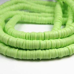 15 Inch Strand - 6x1mm Light Green Polymer Clay Heishi Beads - Disc Beads - Polymer Clay - Jewelry Supplies