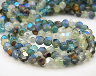 14-1/2 Inch Strand - 6mm Faceted Frosted Multicolor Glass Beads - Mixed Color Glass - Glass Beads - Jewelry Supplies - Craft Supplies