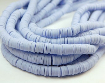 15 Inch Strand - 6x1mm Polymer Clay Heishi Beads - Pale Blue - Disc Beads - Polymer Clay - Jewelry Supplies