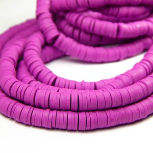 15 Inch Strand - 6x1mm Orchid Purple Polymer Clay Heishi Beads - Disc Beads - Polymer Clay - Jewelry Supplies