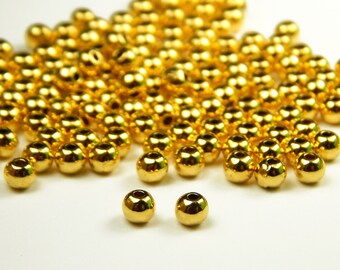 4mm Metal Ball Sphere Spacer Bead 25 pcs GPY-374 Gold Plated Round Bead