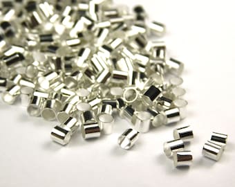 400 Pieces - 2.5x2.5mm Silver Brass Crimp Beads - Tube - Crimp Tube - Crimp Beads - Jewelry Supplies - Craft Supplies