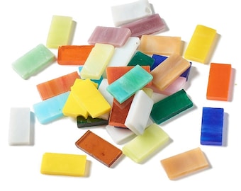 25 Pieces - Mixed Color 20mm Glass Mosaic Tiles - Rectangle - Mosaic Making - Mosaic Supply - Craft Supplies