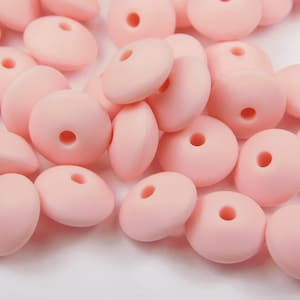 10 Pieces - 12x6mm Pink Silicone Rondelle Beads - Silicone Beads - Jewelry Supplies - Craft Supplies