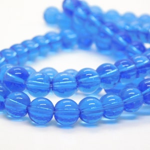 11 Inch Strand - 8mm Round Transparent Cornflower Blue Glass Beads - Blue Glass - Glass Beads - Jewelry Supplies - Craft Supplies