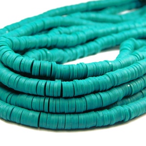 15 Inch Strand - 6x1mm Sea Green Polymer Clay Heishi Beads - Disc Beads - Polymer Clay - Jewelry Supplies
