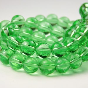15 Inch Strand - 8mm Round Transparent Light Green Glass Beads - Green Glass - Glass Beads - Jewelry Supplies - Craft Supplies
