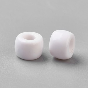 100 Pieces - 8x4mm Opaque White Resin Pony Beads - Crow Beads - Resin - Craft Supplies - Jewelry Supplies
