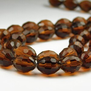 Tira de 12 pulgadas - Cuentas de vidrio ovaladas facetadas de 13 x 10 mm - Topacio oscuro - Cuentas de vidrio - Suministros de joyería - Suministros de artesanía
