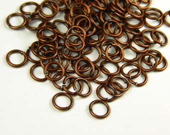 50 Grams (440 Pieces) - 7x1mm Antique Copper Brass Open Jump Rings - 18 Gauge - Jump Rings - Closures - Findings - Jewelry Supplies
